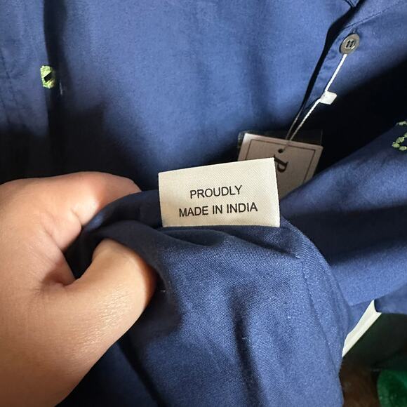 NEW Perte D'ego Men's Navy Blue Geometrical Mirror Embroidered Matching Set XXL - Picture 9 of 16